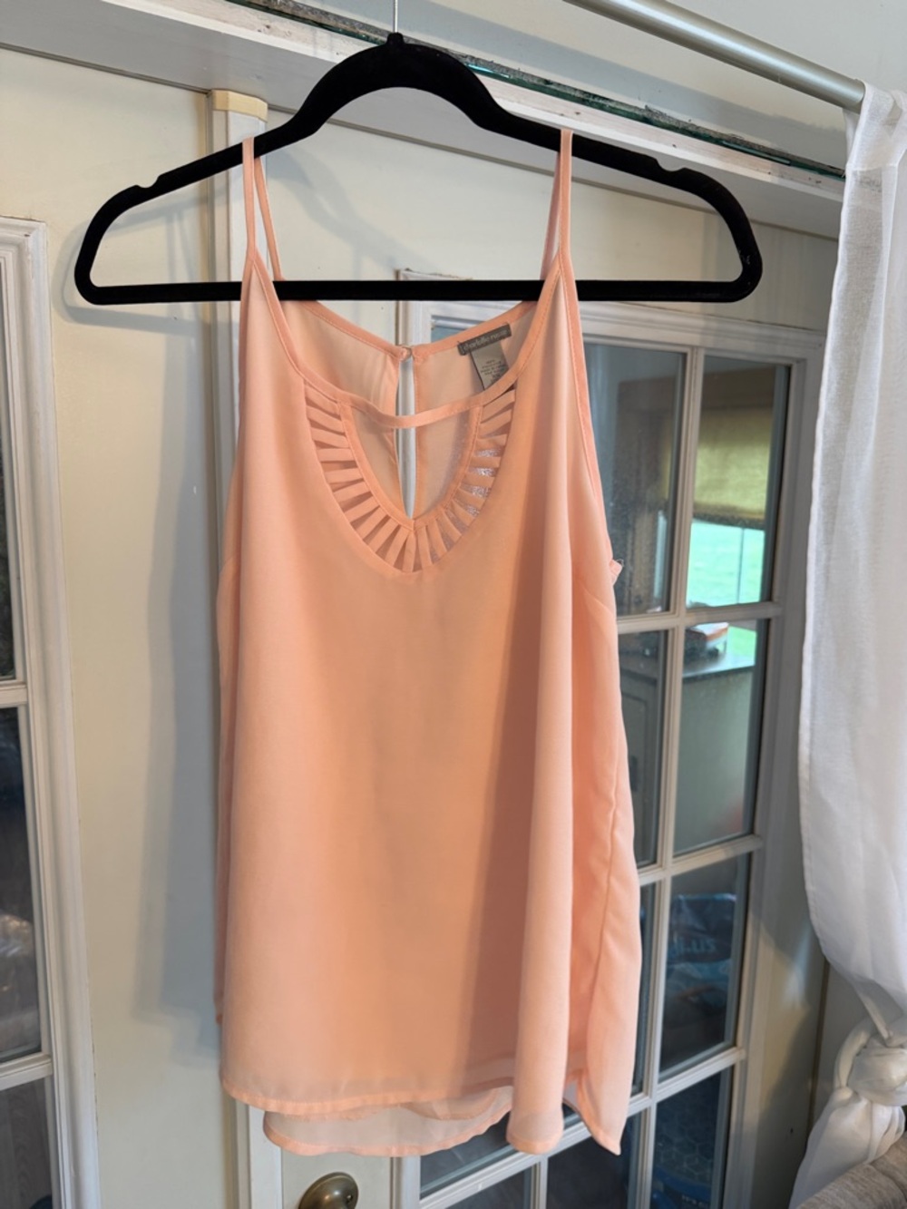 Charlotte Russe Peach Cutout V-Neck Spaghetti Strap Camisole